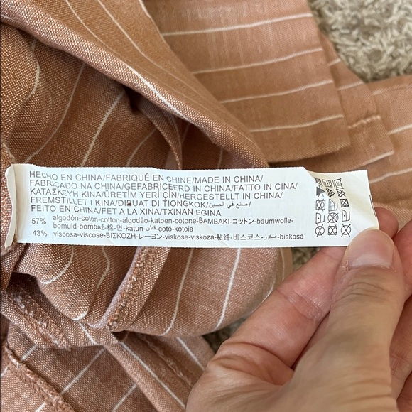 Stradivarius Brown and White Striped One Button Closure Casual Blazer - Sz Small - Picture 3 of 16